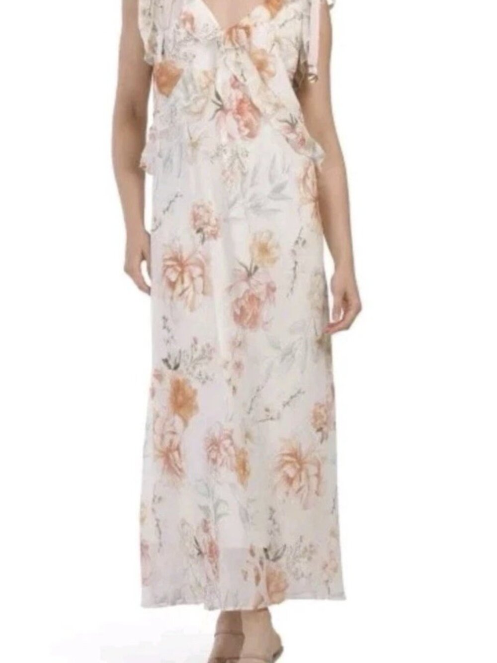 Christian Lacroix SIZE XS Floral Long Ruffle Dress FORMAL WEDDING Maxi